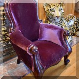 F27. Velvet Victorian style doll's chair.